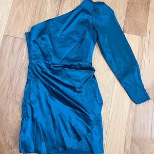 Altar'd State Teal One-Shoulder Dress